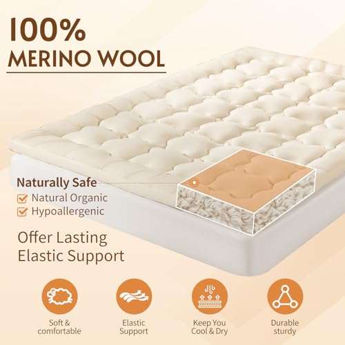 Deluxe 100% Wool Mattress Topper for Added Comfort