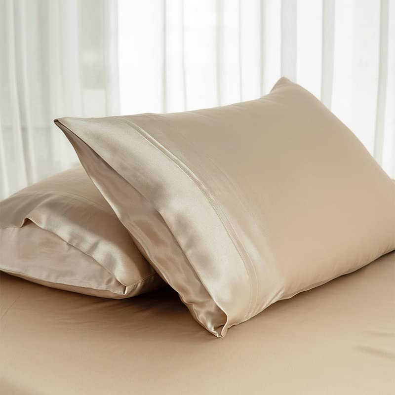 Valencia 22 Momme Mulberry Silk Pillowcase, Champagne Gold