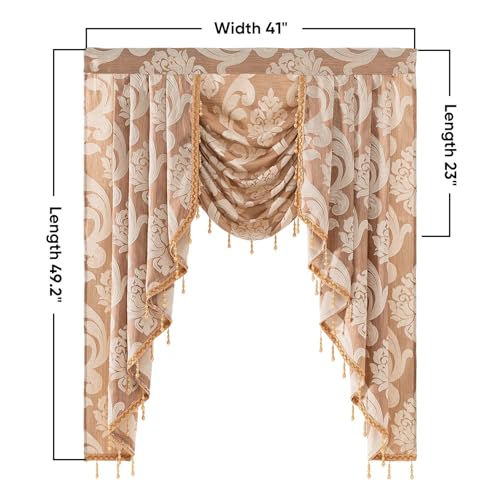 NAPEARL European Jacquard Waterfall Swag Curtain Valance