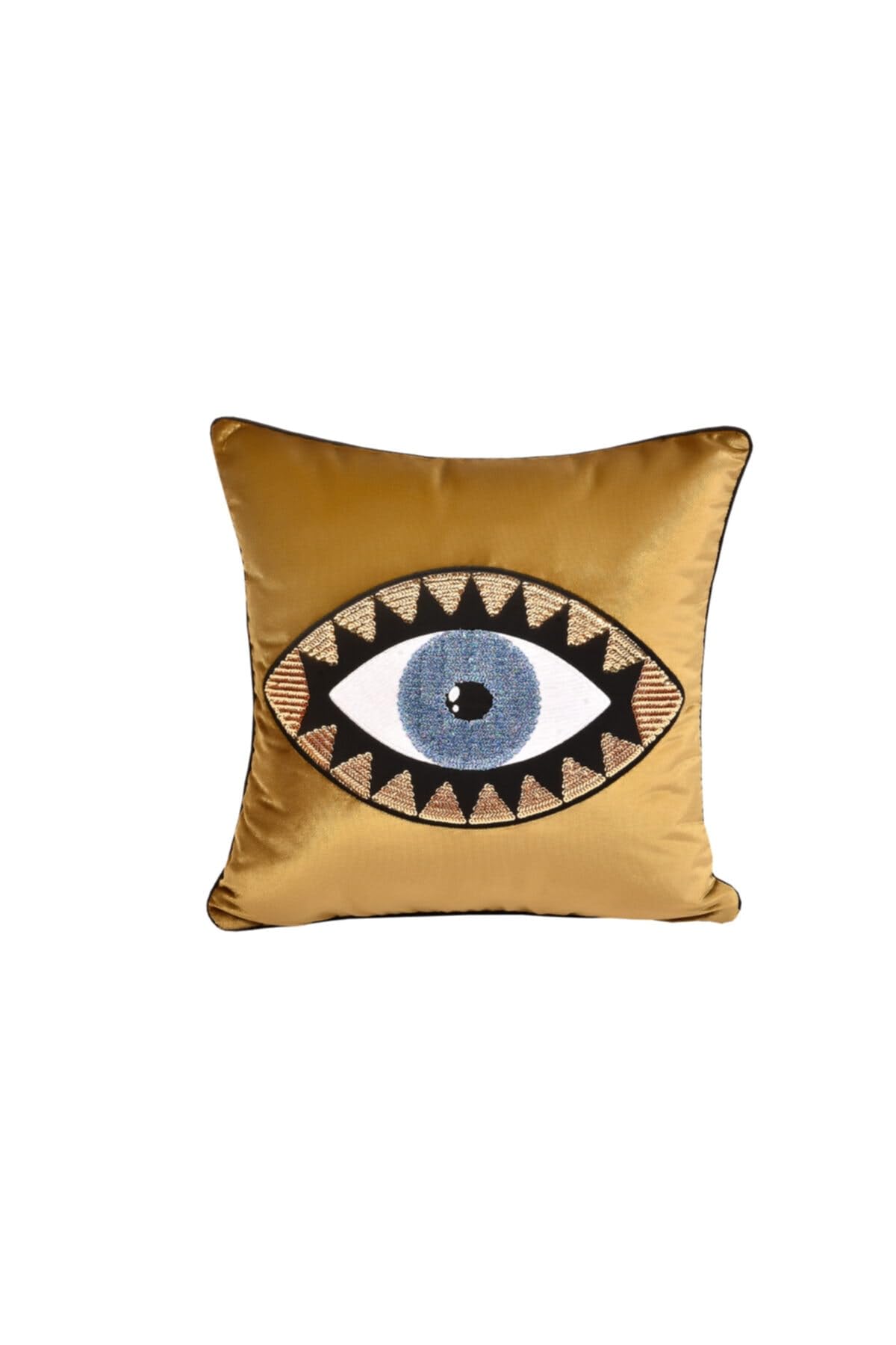 SODEF Mustard Velvet Evil Eye Pillow Covers, Set of 2