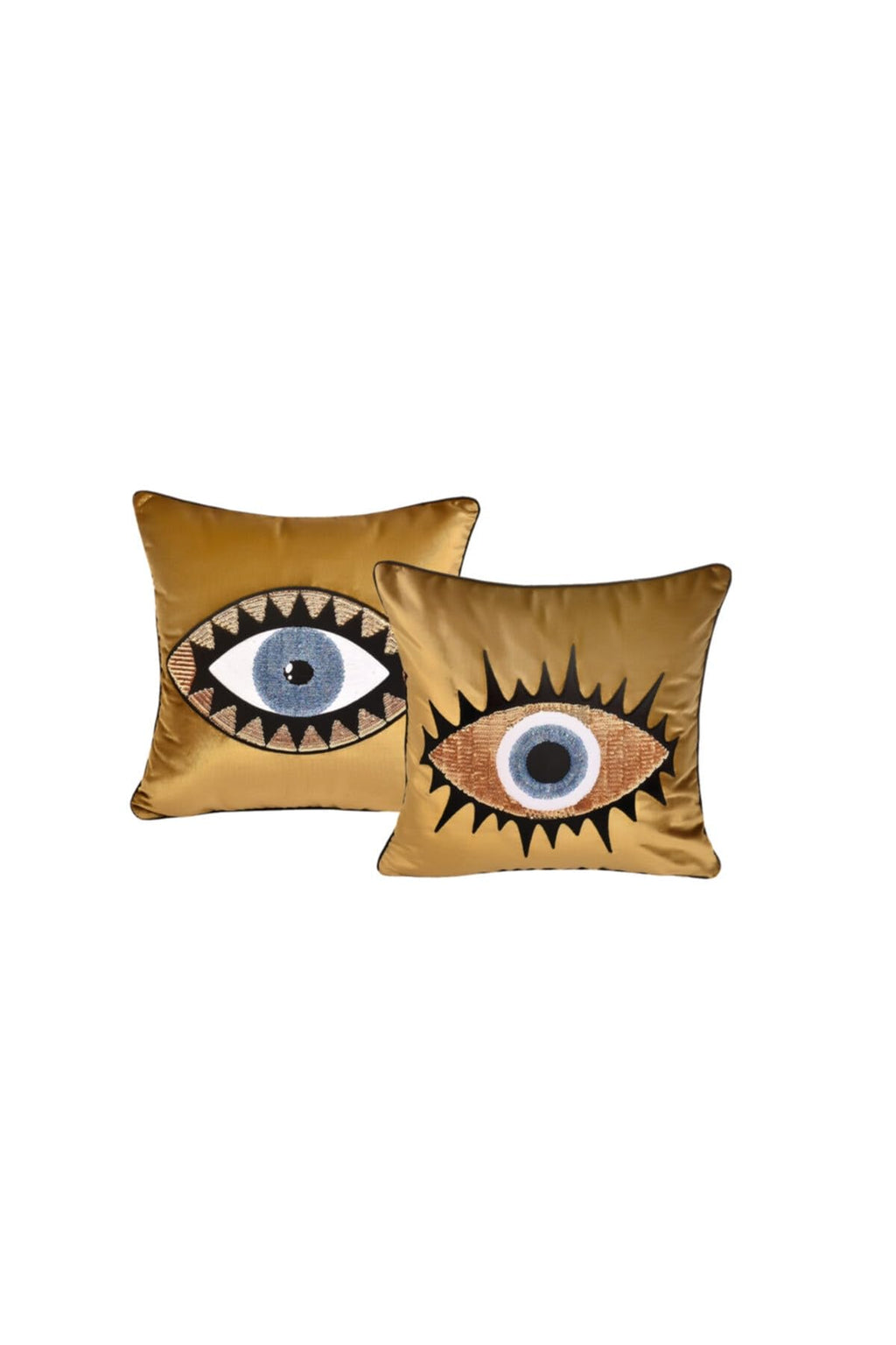 SODEF Mustard Velvet Evil Eye Pillow Covers, Set of 2