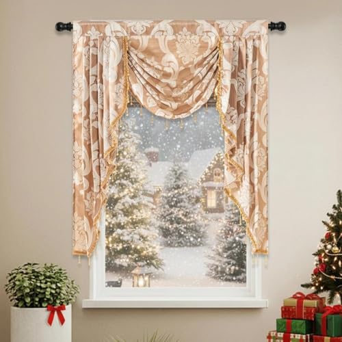 NAPEARL European Jacquard Waterfall Swag Curtain Valance