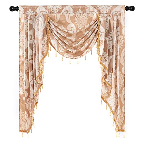 NAPEARL European Jacquard Waterfall Swag Curtain Valance