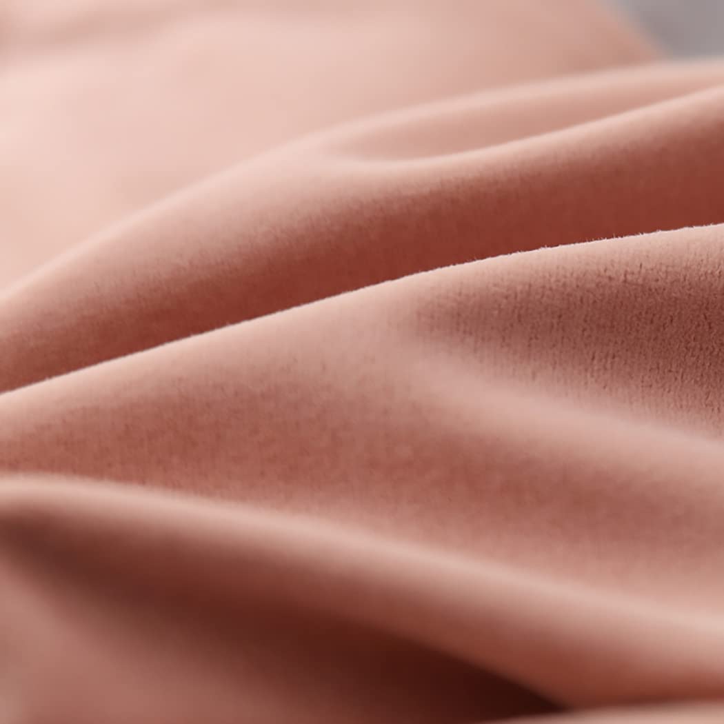 Byrotson 90% Velvet Blackout Curtains, Pink/Gray, 2 Panels