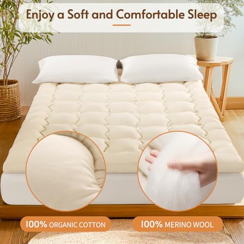 Deluxe 100% Wool Mattress Topper for Added Comfort