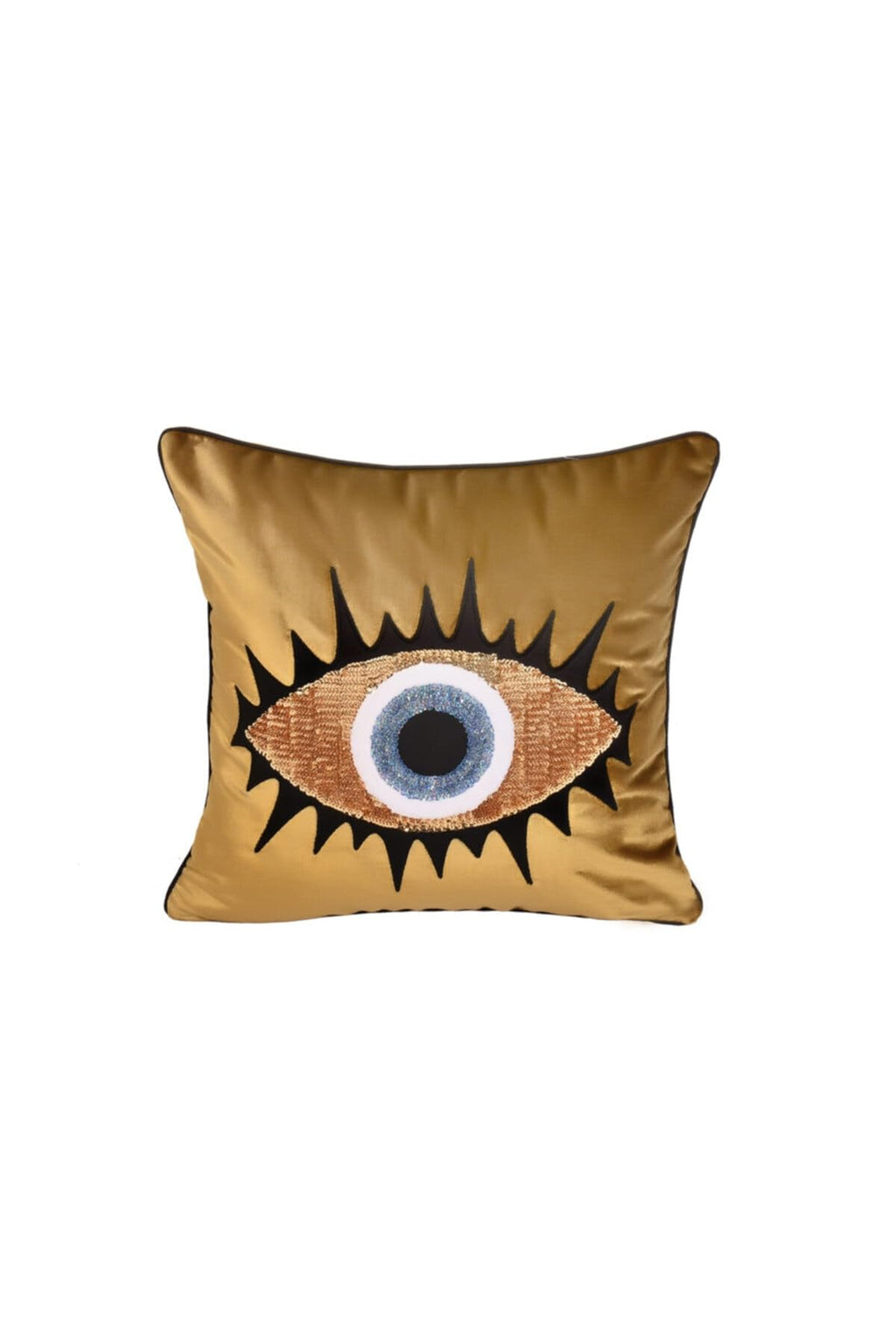 SODEF Mustard Velvet Evil Eye Pillow Covers, Set of 2