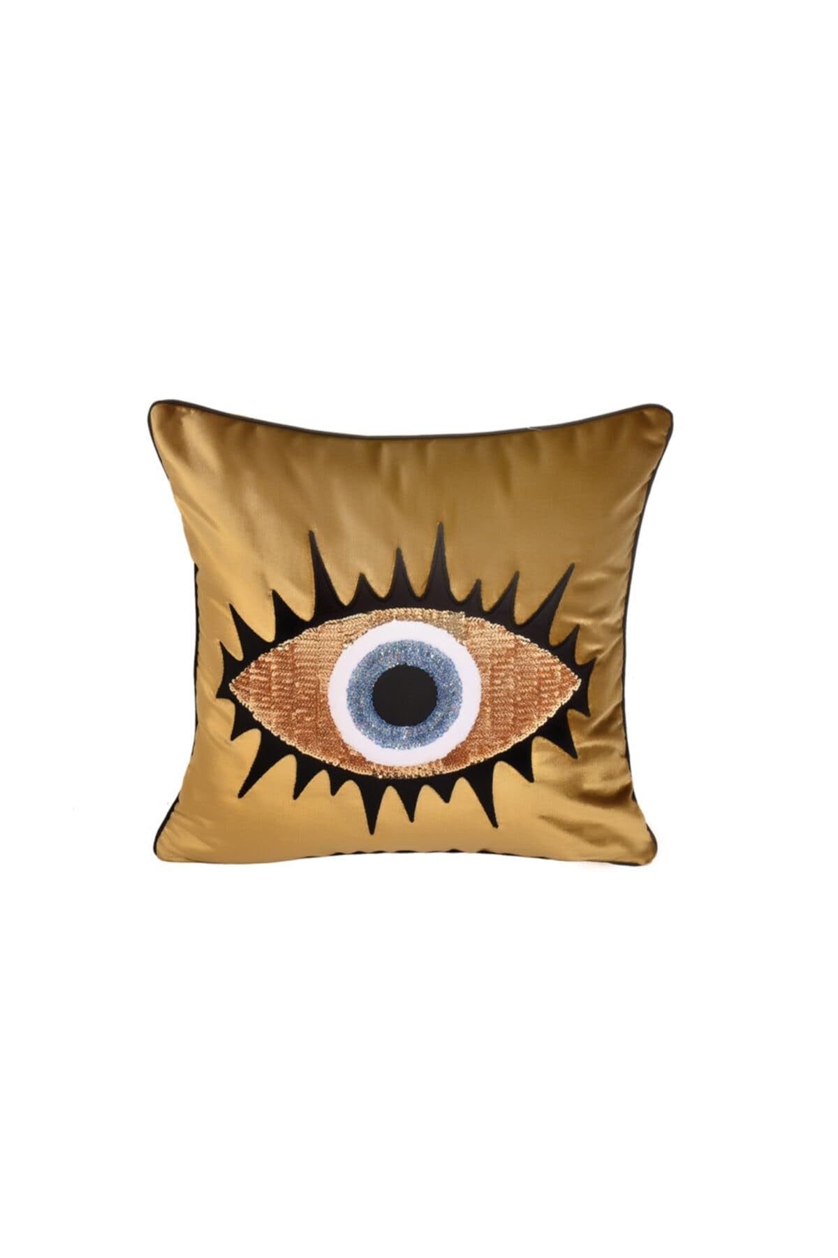 SODEF Mustard Velvet Evil Eye Pillow Covers, Set of 2