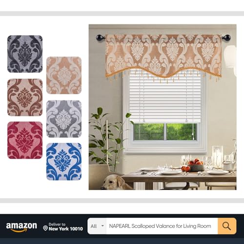 NAPEARL European Jacquard Waterfall Swag Curtain Valance