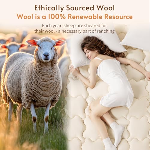 Deluxe 100% Wool Mattress Topper for Added Comfort