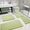 TRP Sage Green Quilted Memory Foam Bath Rug Set, 5-Piece