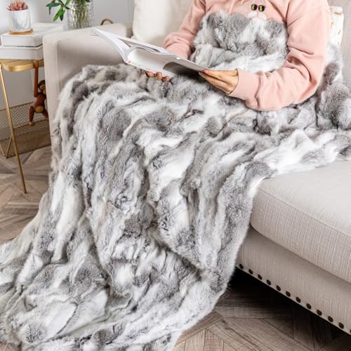 yingda1992 Real Fur Blanket for Cozy Home Decor