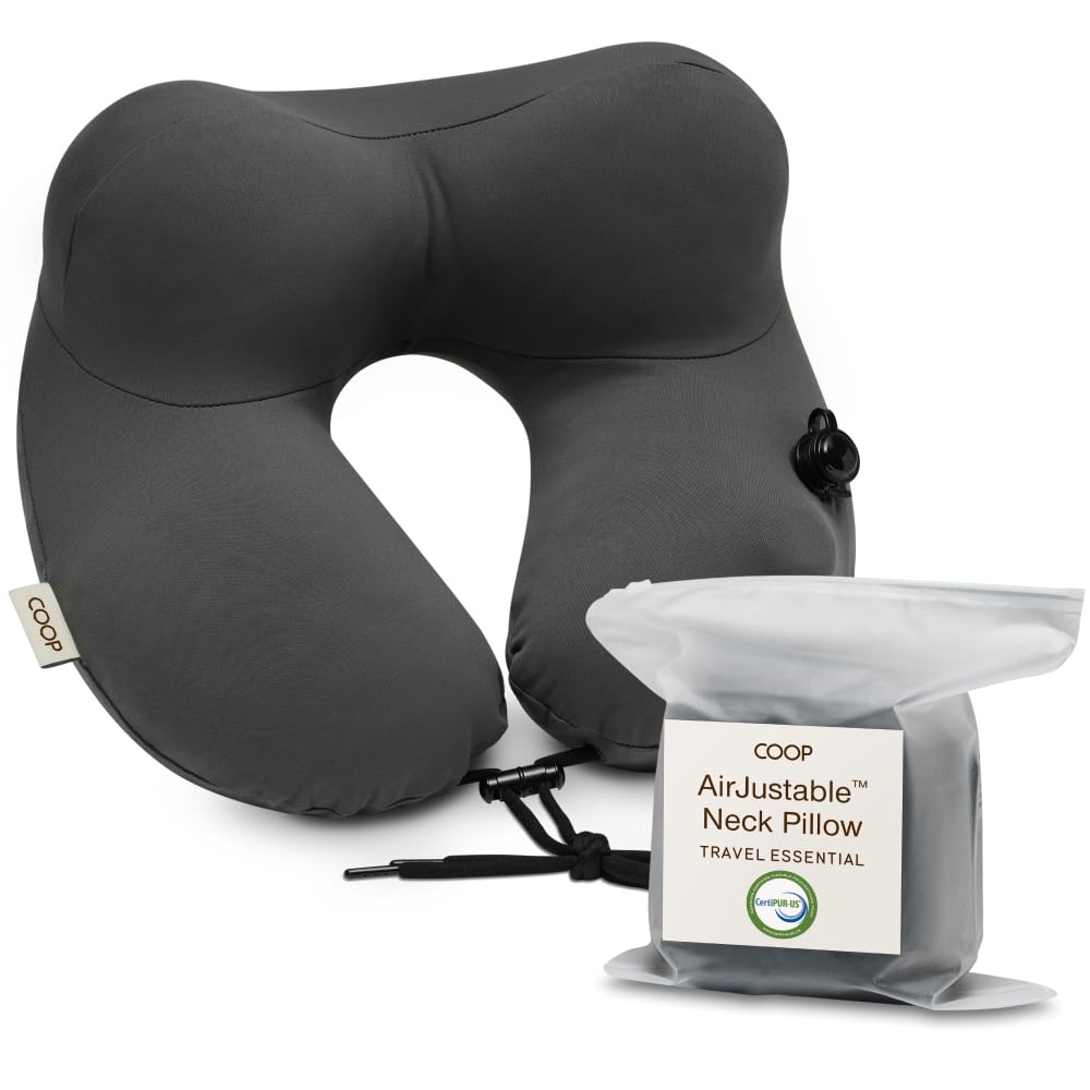 Coop Home Goods AirJustable Inflatable Travel Neck Pillow