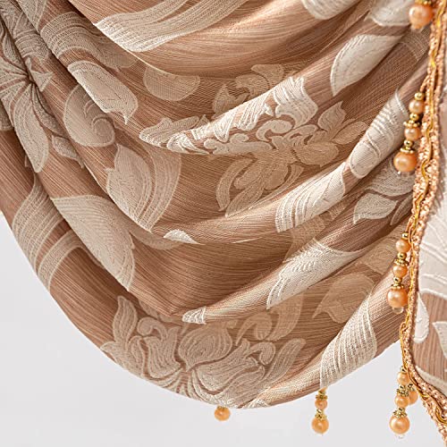 NAPEARL European Jacquard Waterfall Swag Curtain Valance