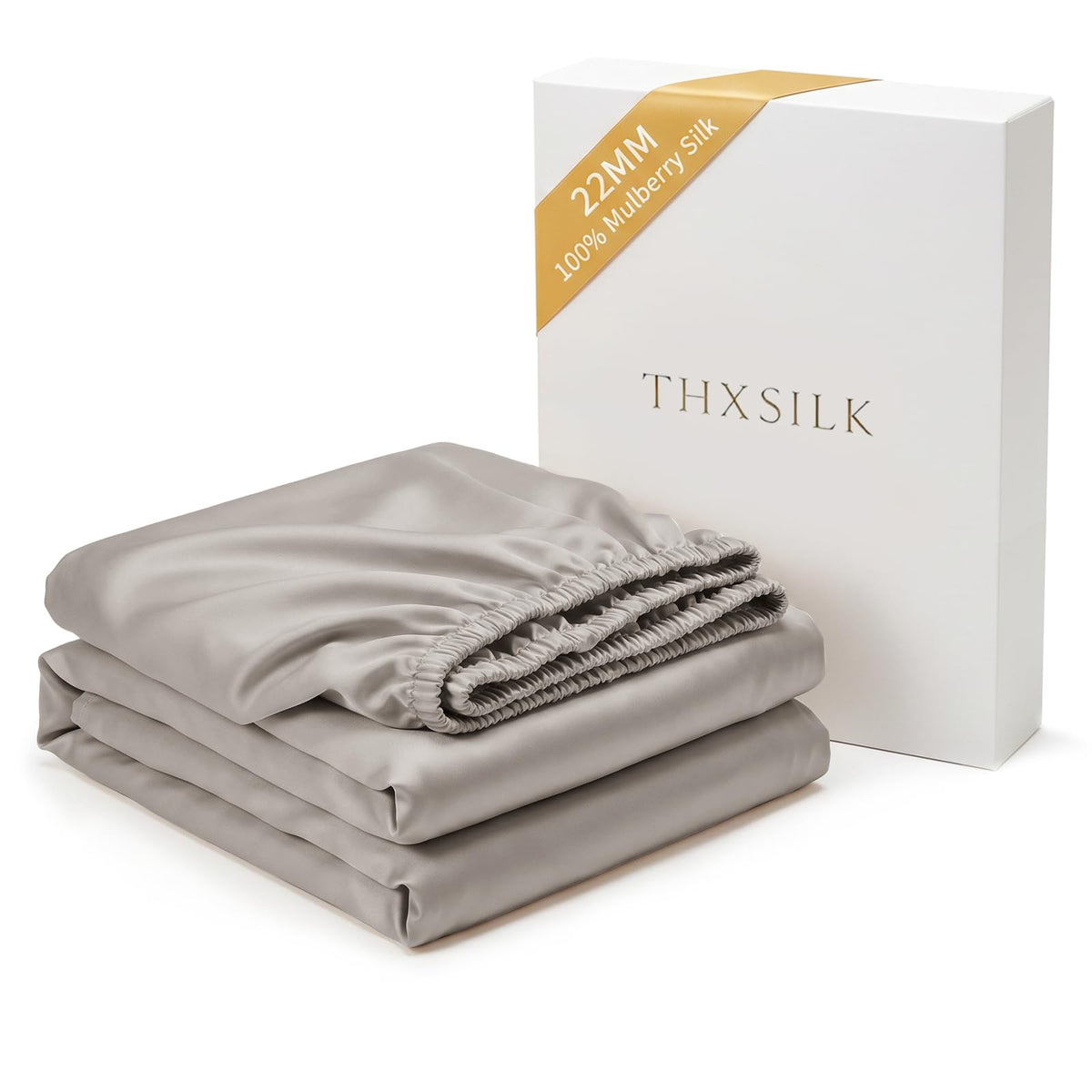 THXSILK 22 Momme Mulberry Silk Fitted Sheet, 16" Deep Pocket