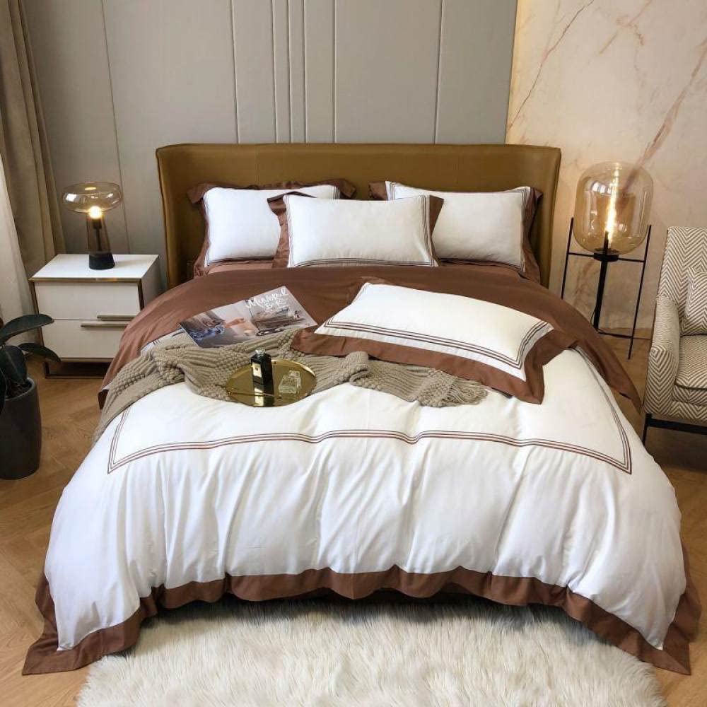 1000TC Embroidered Queen Duvet Cover Set, 4-Piece