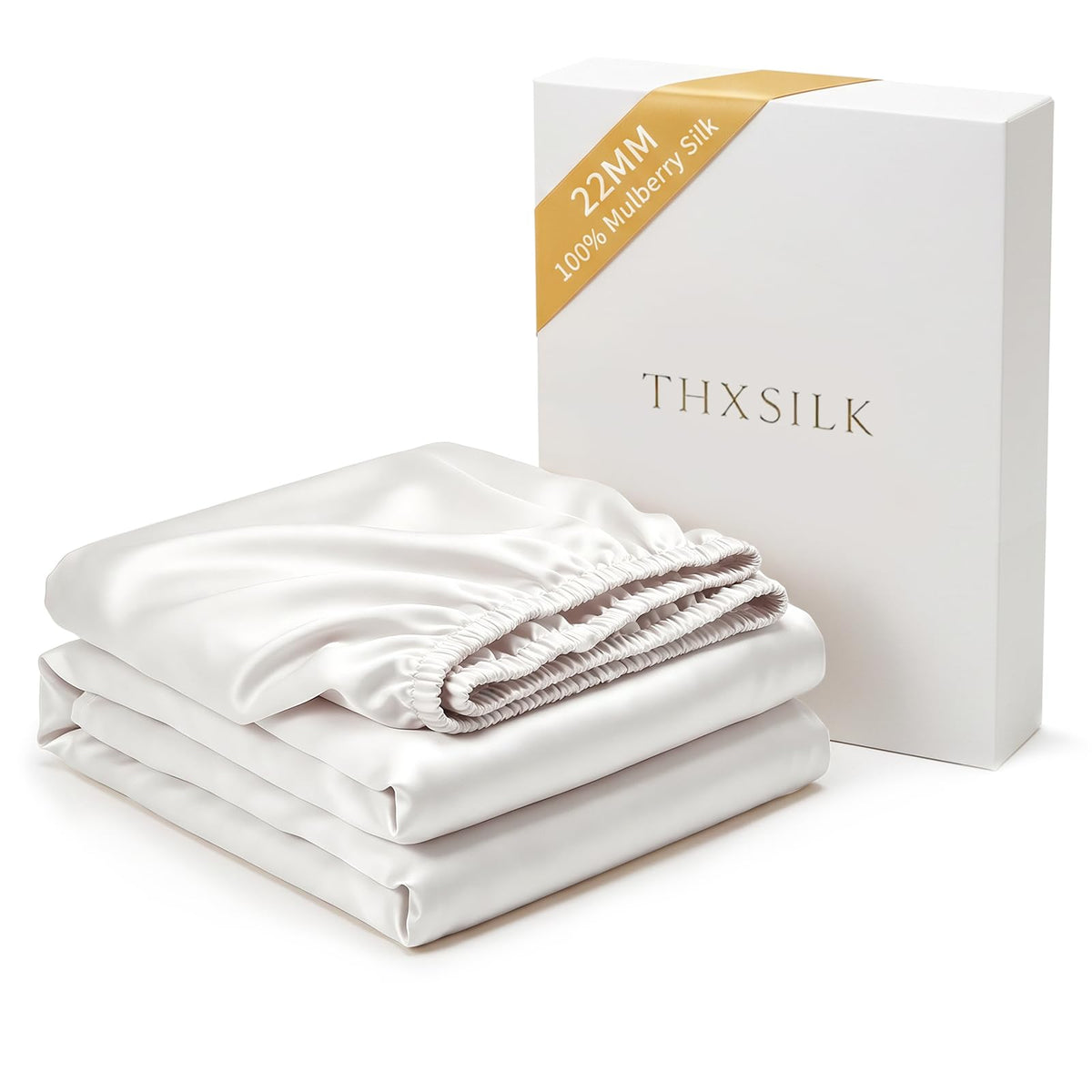 THXSILK 22 Momme Mulberry Silk Fitted Sheet, 16" Deep Pocket