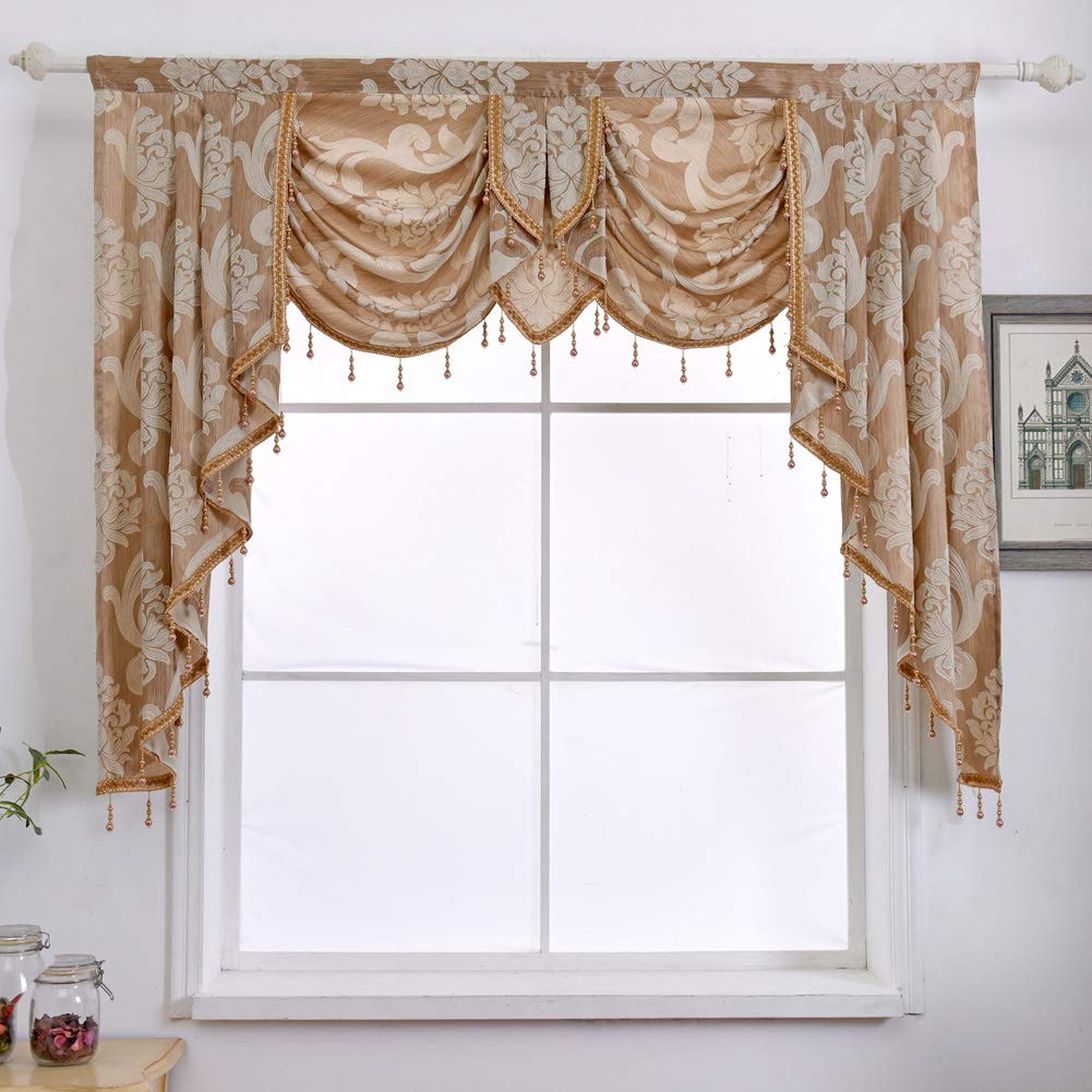 NAPEARL European Jacquard Waterfall Swag Curtain Valance