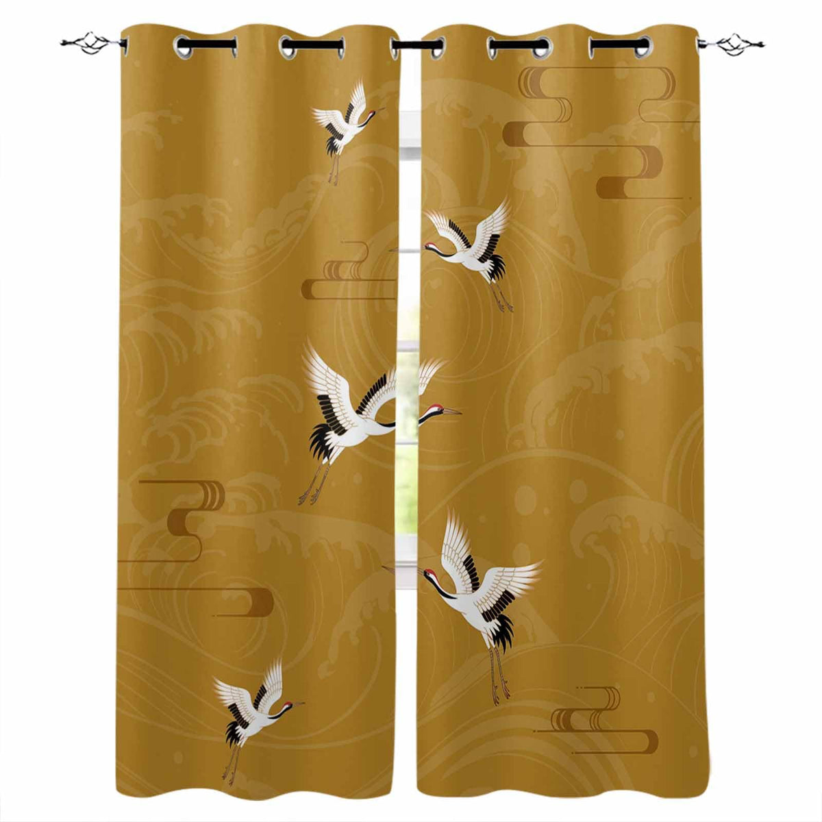 nqOlkjepod Vintage Japanese Crane & Ocean Wave Design