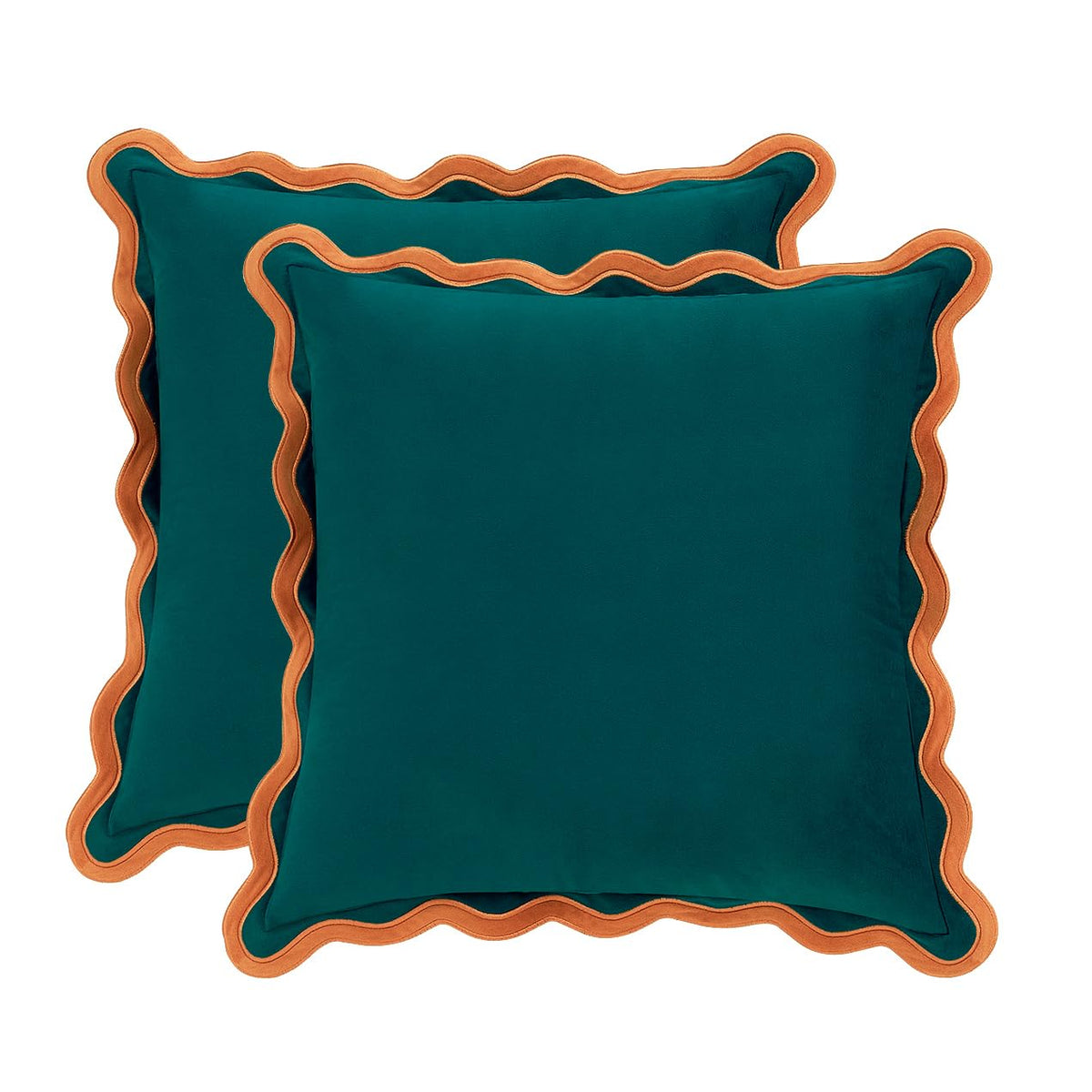 MONDAY MOOSE Velvet Scalloped Throw Pillow Covers, Set of 2