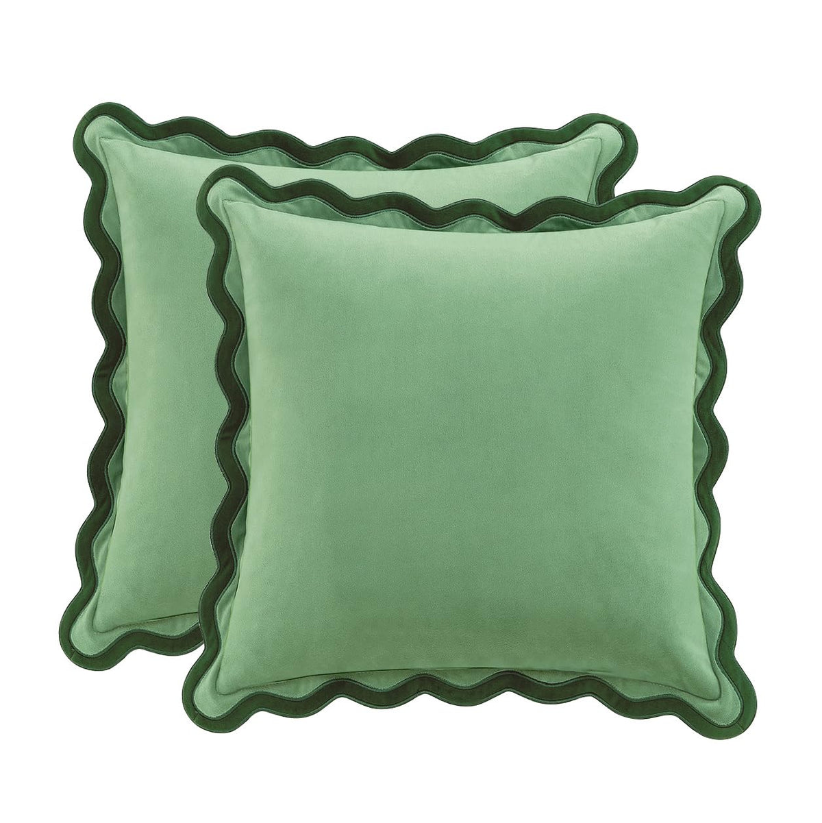 MONDAY MOOSE Velvet Scalloped Throw Pillow Covers, Set of 2