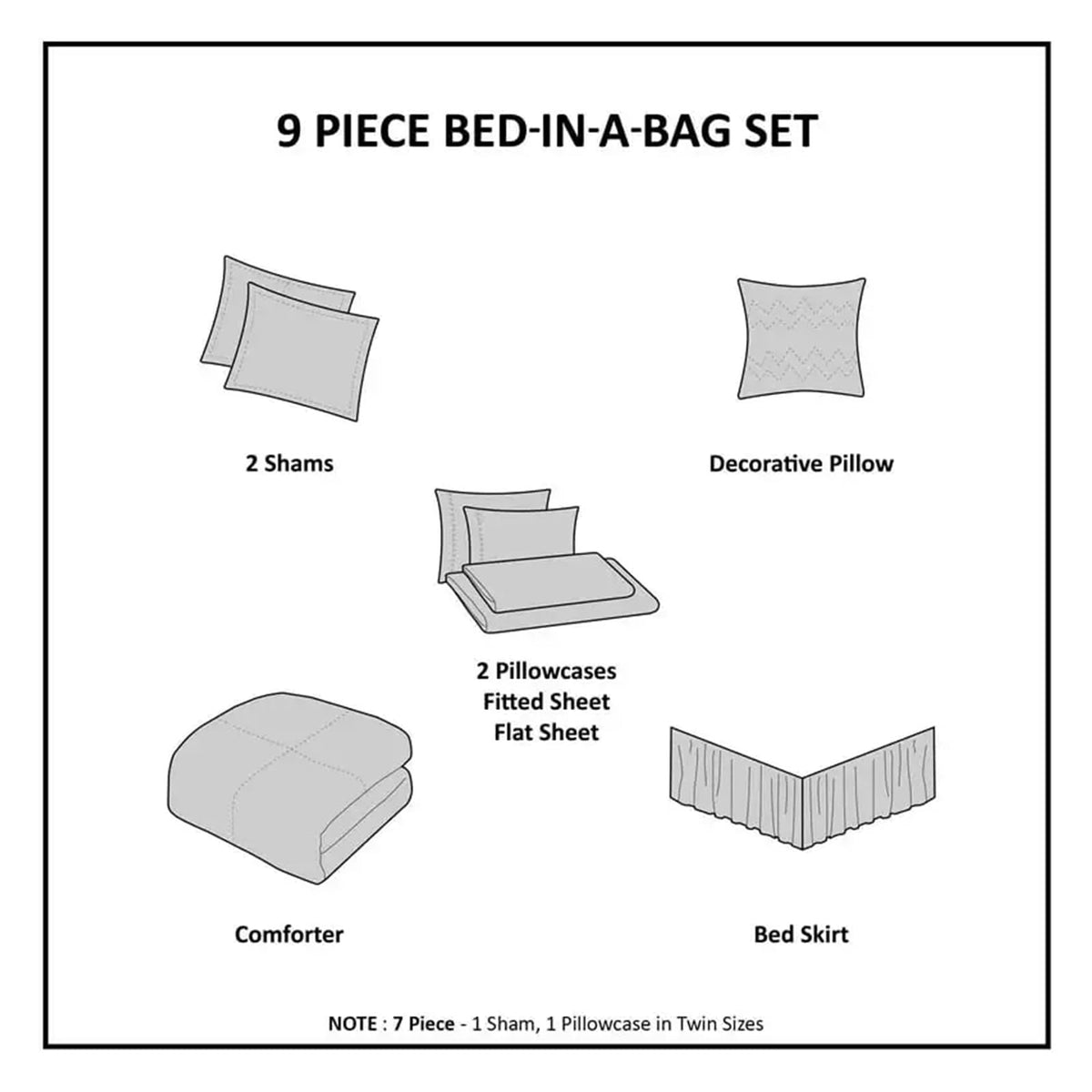 YUSIWOAL Navy Reversible Bed-in-a-Bag Comforter Set