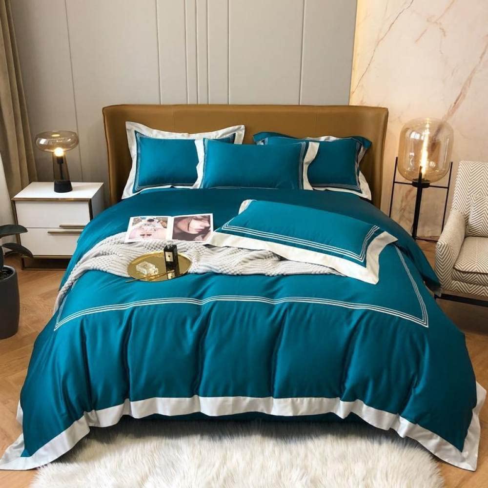 1000TC Embroidered Queen Duvet Cover Set, 4-Piece