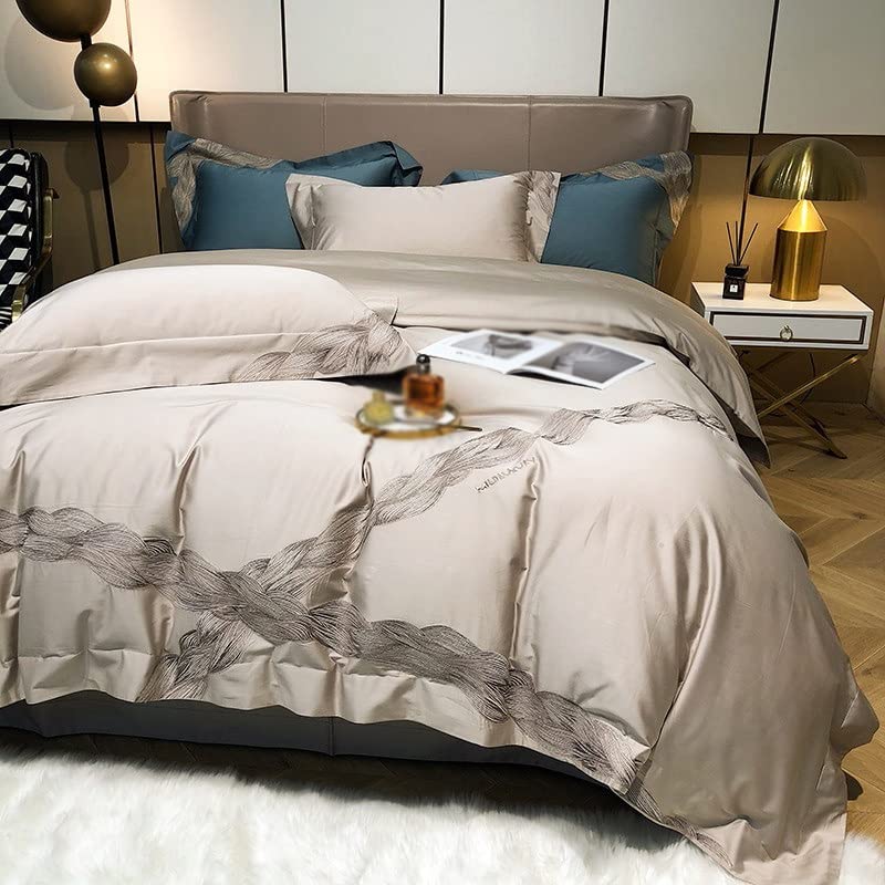 800 TC Egyptian Cotton Embroidered King Duvet Set, 4-Piece