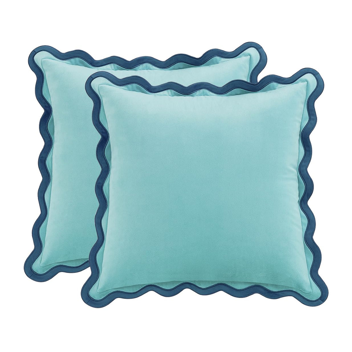 MONDAY MOOSE Velvet Scalloped Throw Pillow Covers, Set of 2
