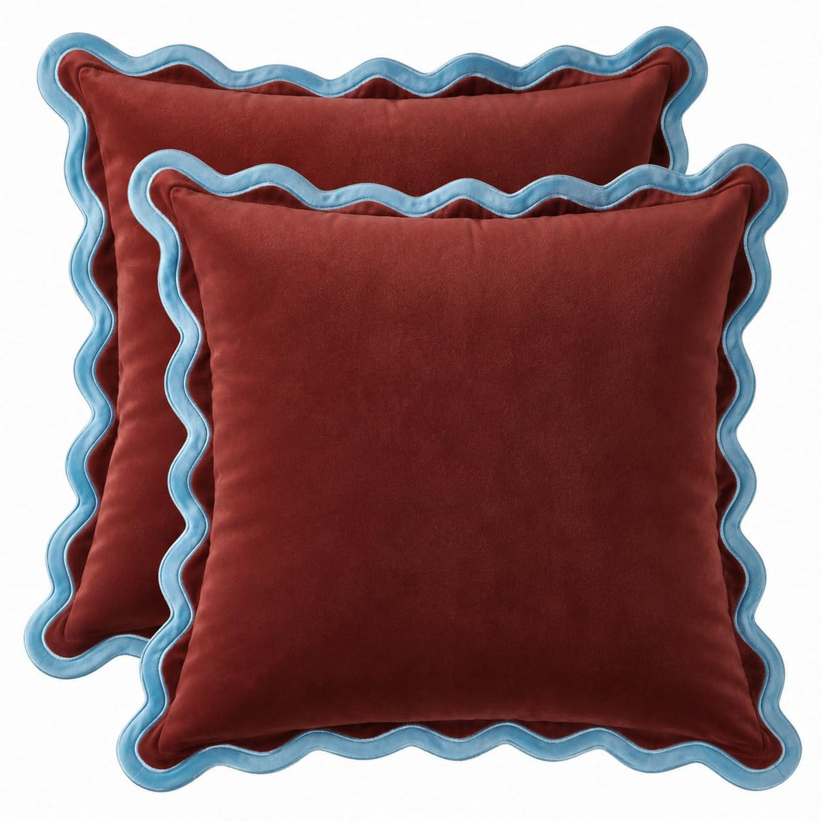 MONDAY MOOSE Velvet Scalloped Throw Pillow Covers, Set of 2
