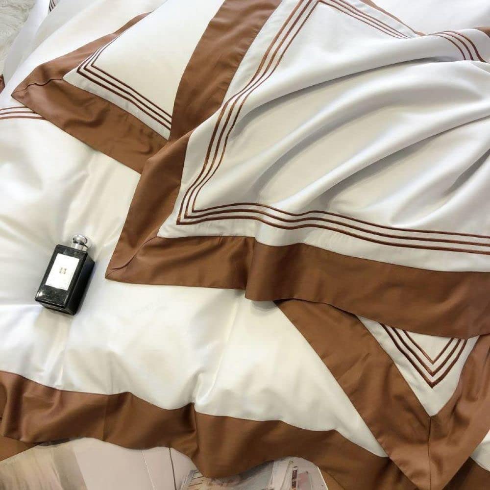 1000TC Embroidered Queen Duvet Cover Set, 4-Piece