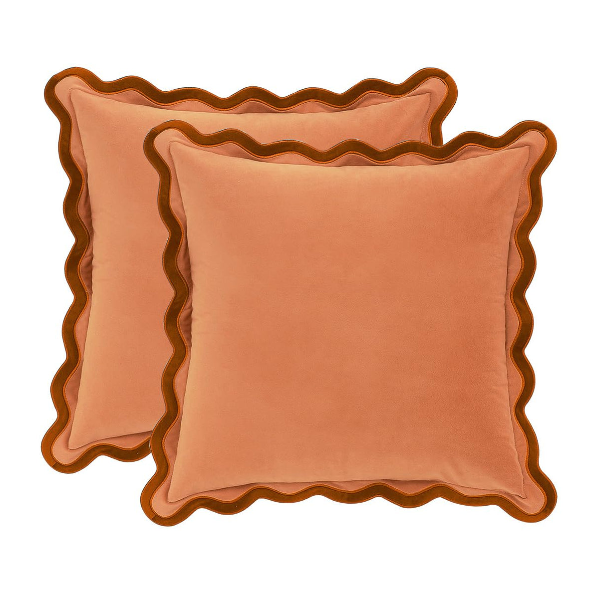 MONDAY MOOSE Velvet Scalloped Throw Pillow Covers, Set of 2