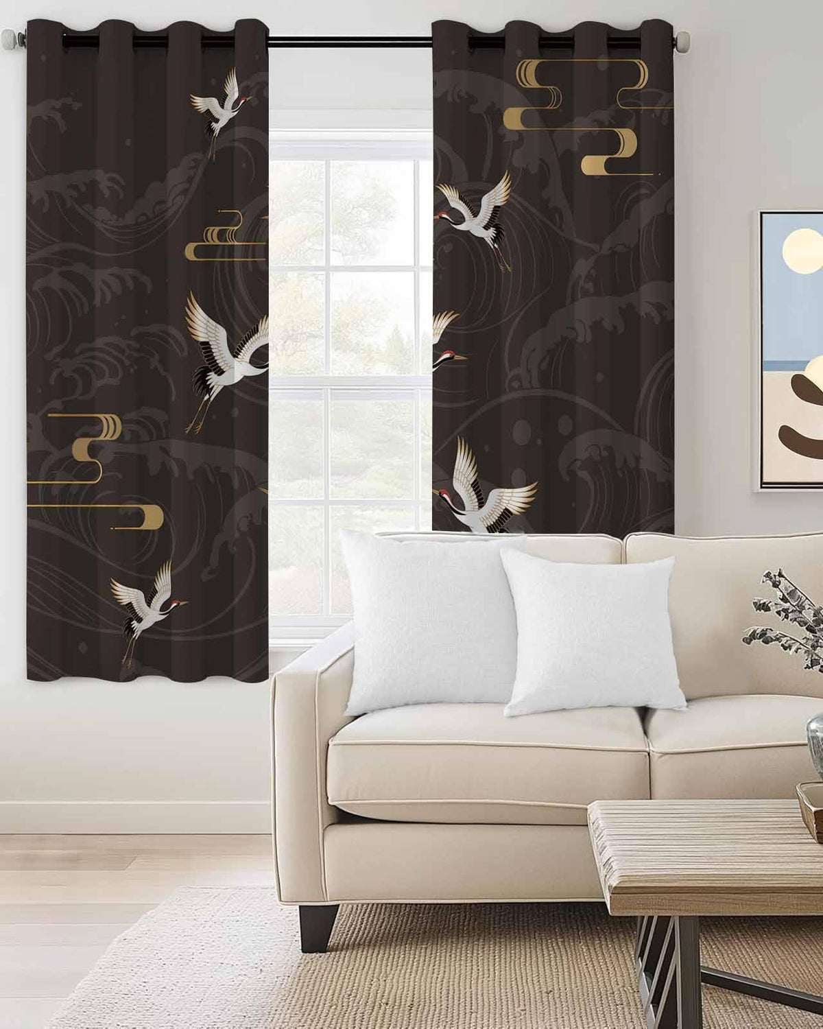 nqOlkjepod Vintage Japanese Crane & Ocean Wave Design