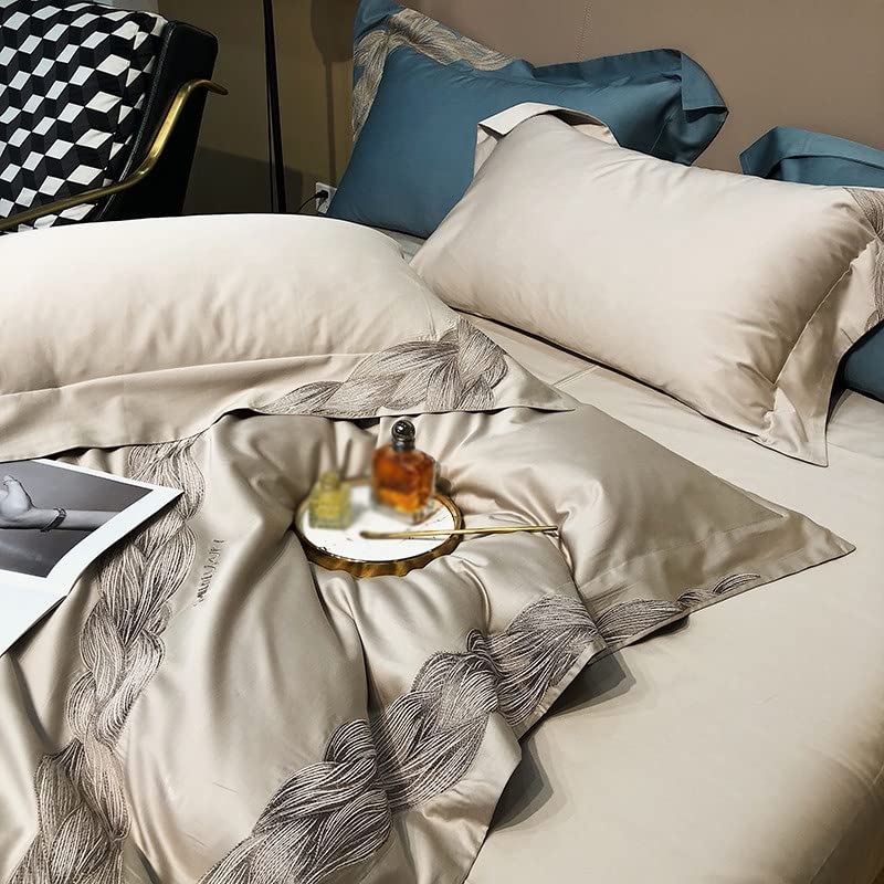 800 TC Egyptian Cotton Embroidered King Duvet Set, 4-Piece
