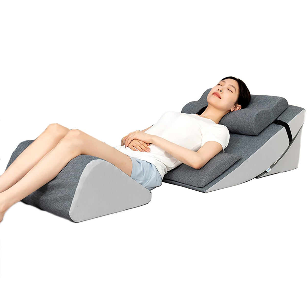 Blue Memory Foam Bed Wedge Pillow with Washable Cover