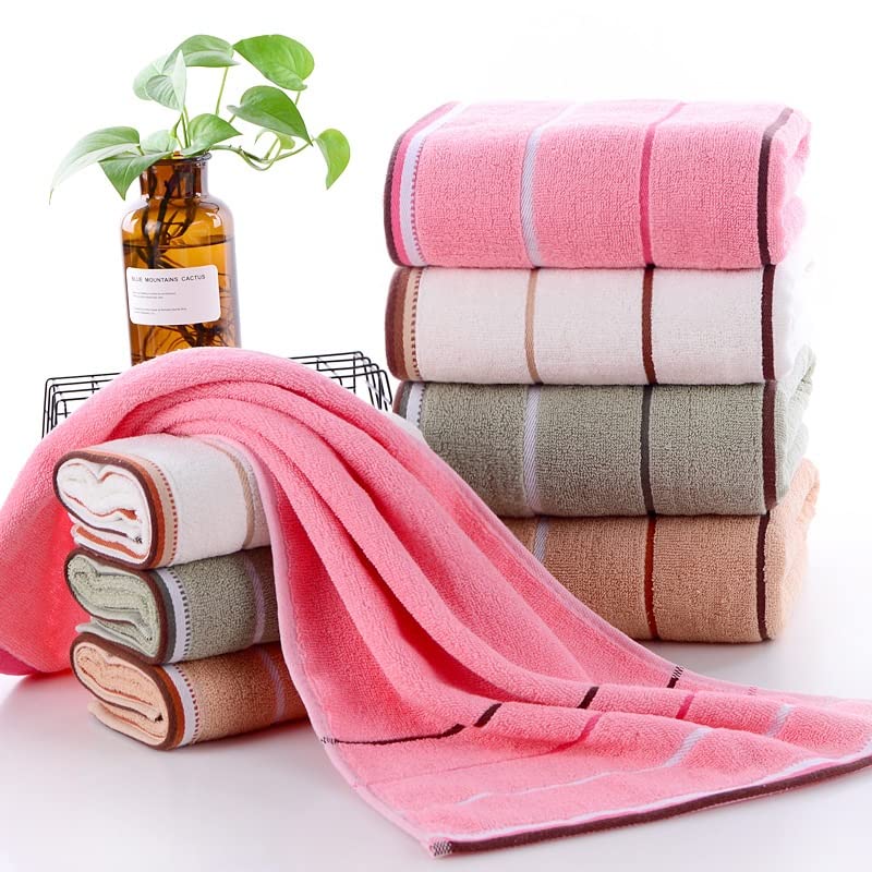 Three-Stripe Absorbent Cotton Bath Towel Gift Set