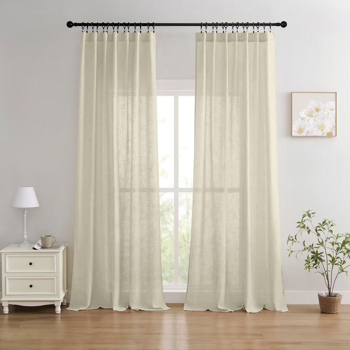 Joydeco ZJM647 Light-Filtering Linen-Blend Curtains