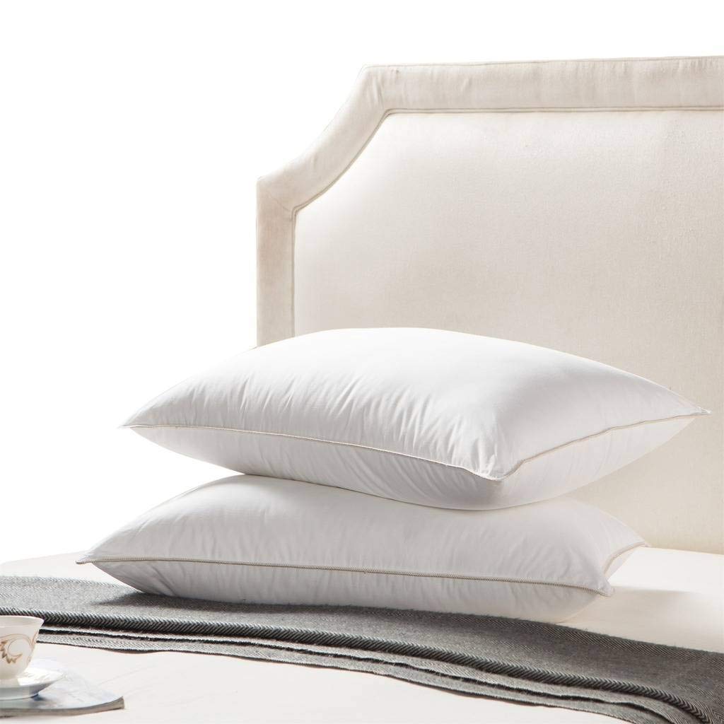 Firm Goose Down Queen Pillows, 250TC Egyptian Cotton, Set of 2