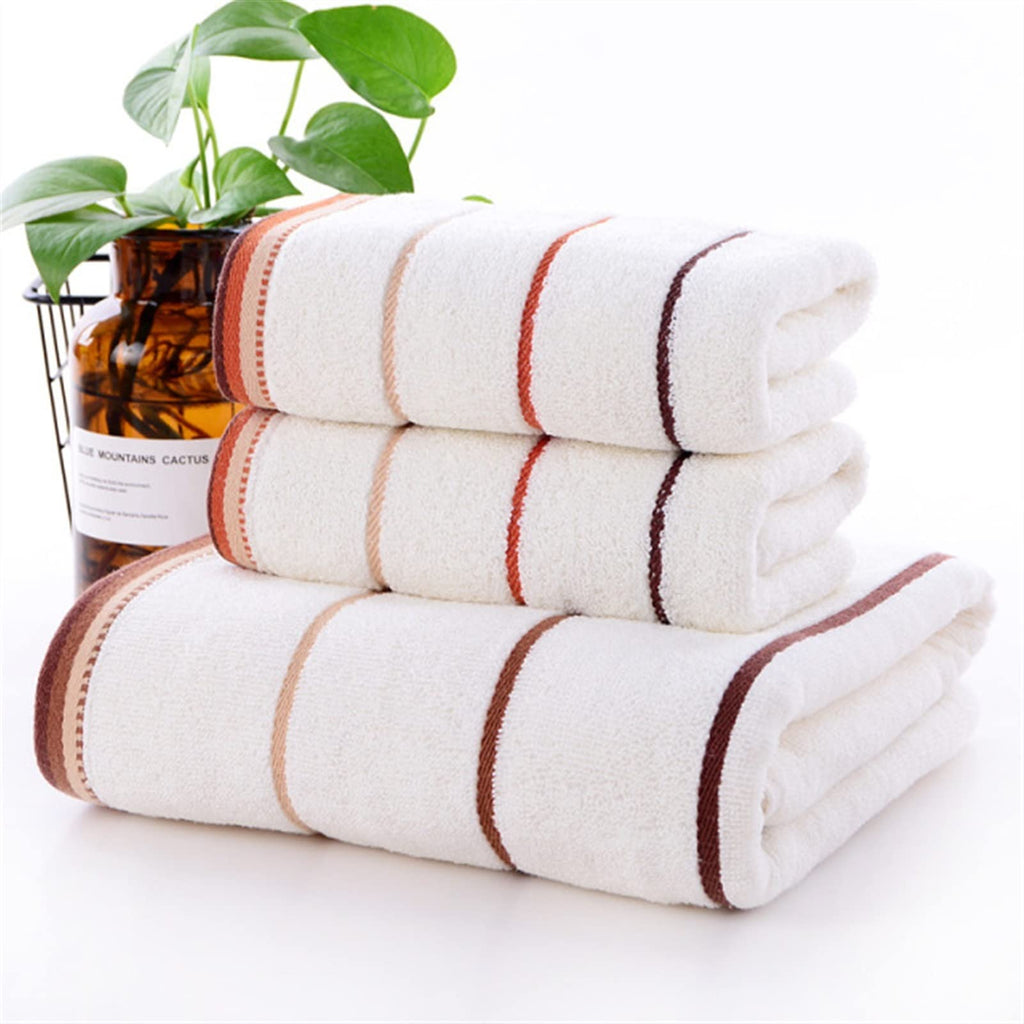 Three-Stripe Absorbent Cotton Bath Towel Gift Set