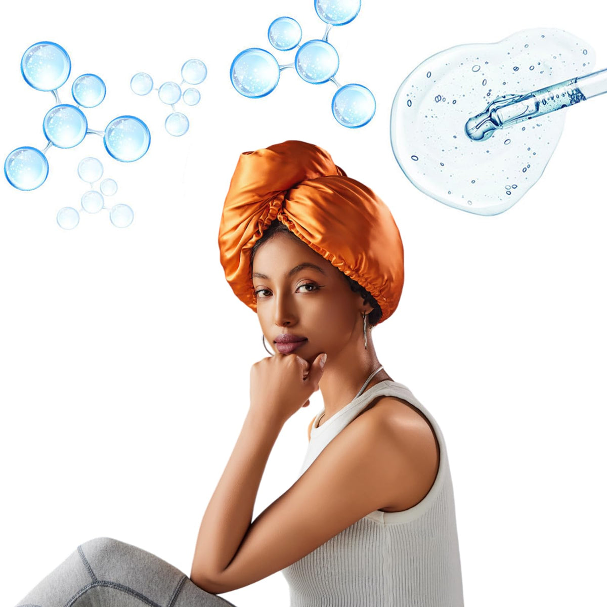 PROMEED Hyaluronic-Infused 23 Momme Mulberry Silk Hair Turban