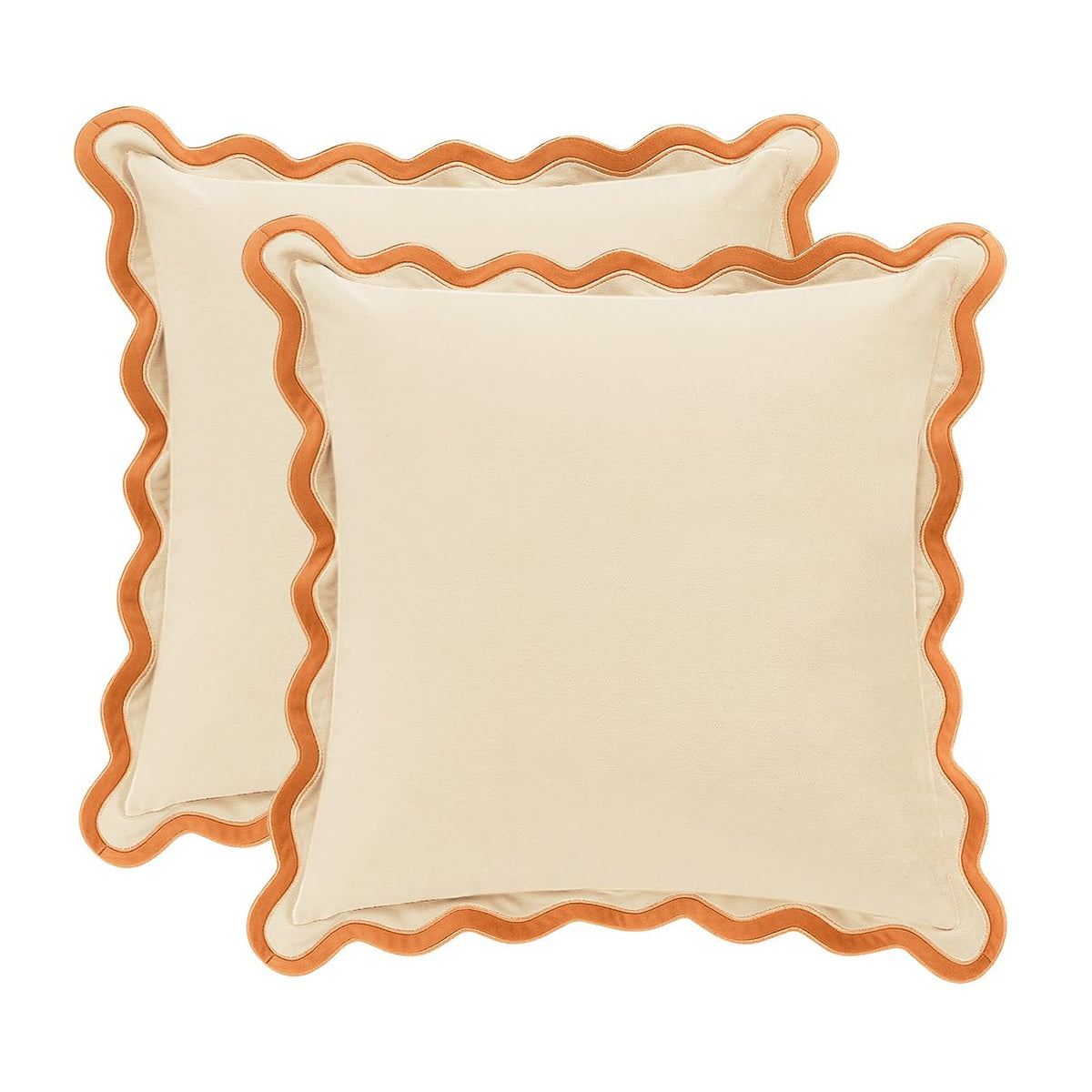 MONDAY MOOSE Velvet Scalloped Throw Pillow Covers, Set of 2
