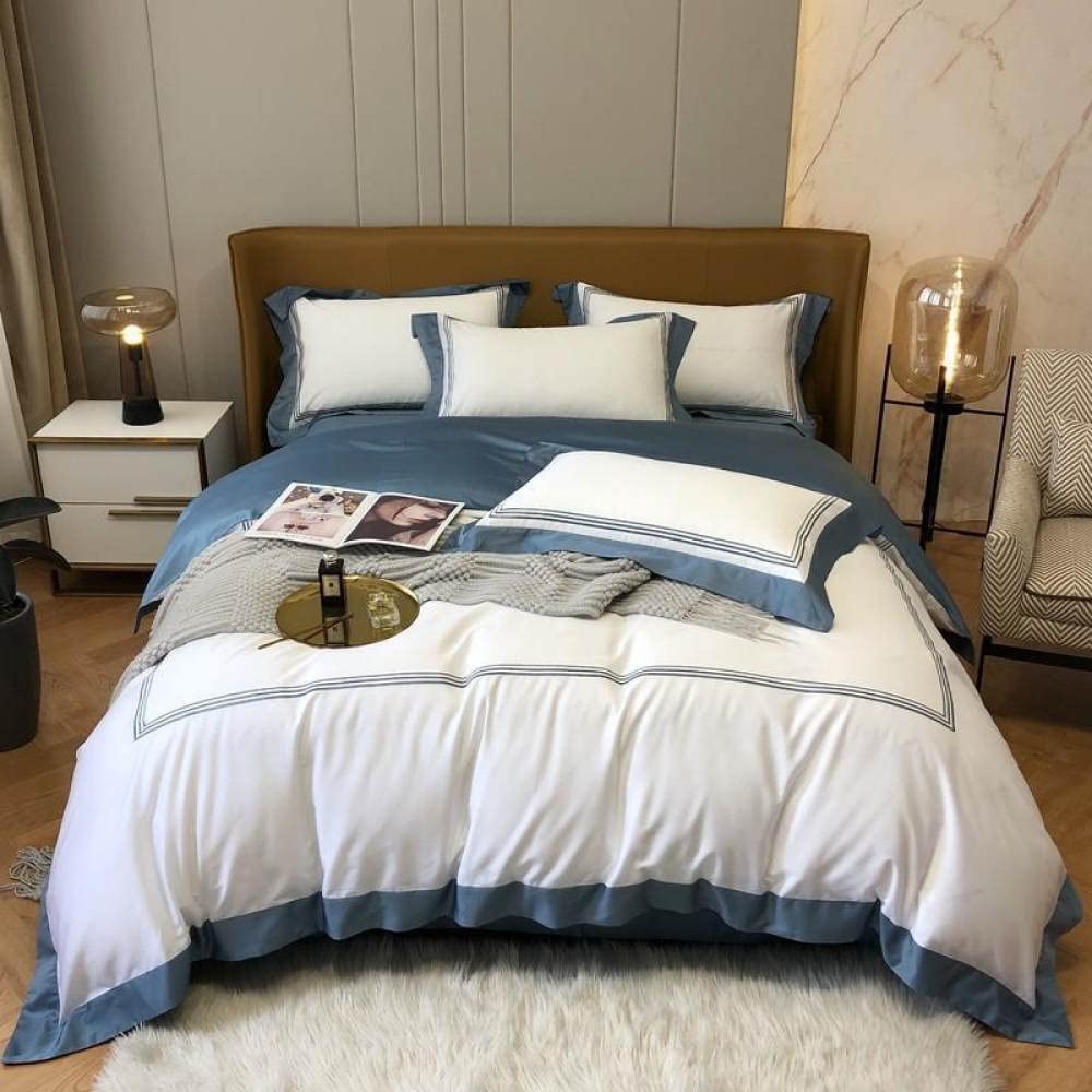1000TC Embroidered Queen Duvet Cover Set, 4-Piece