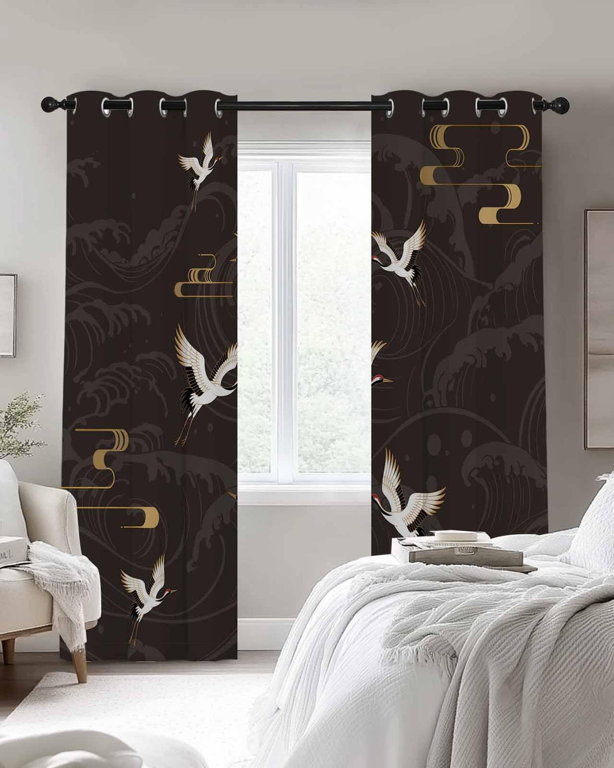 nqOlkjepod Vintage Japanese Crane & Ocean Wave Design