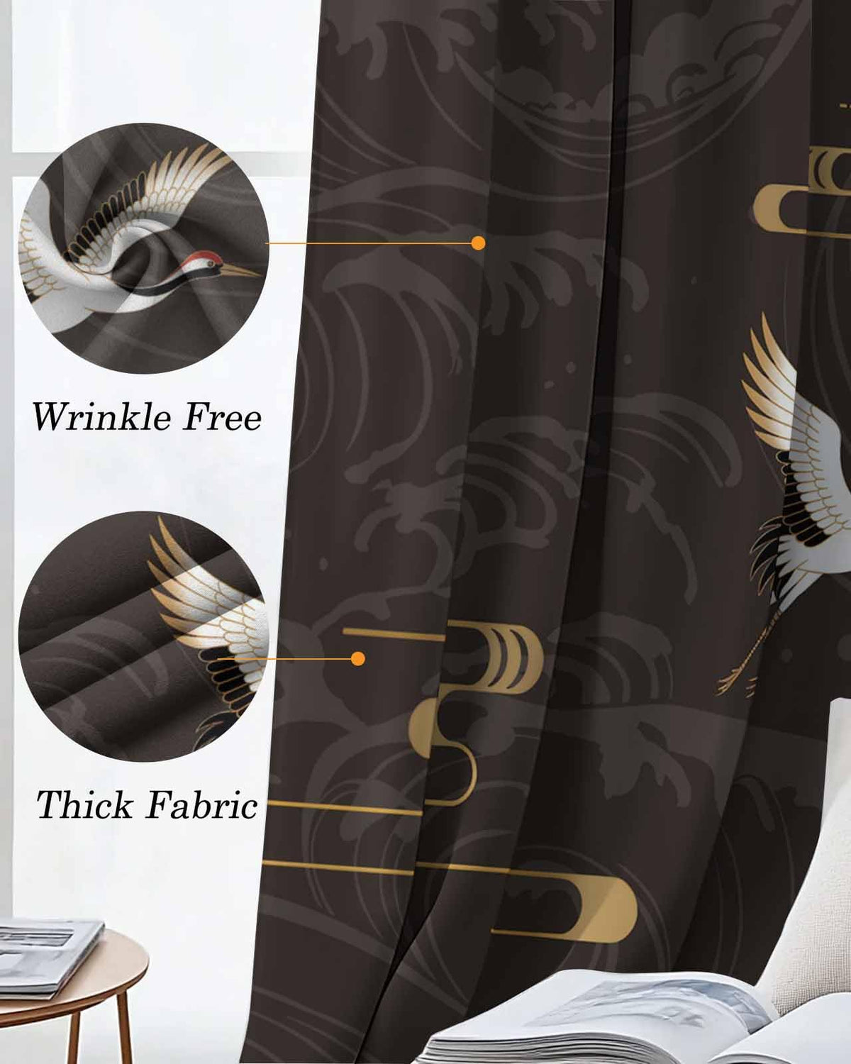 nqOlkjepod Vintage Japanese Crane & Ocean Wave Design