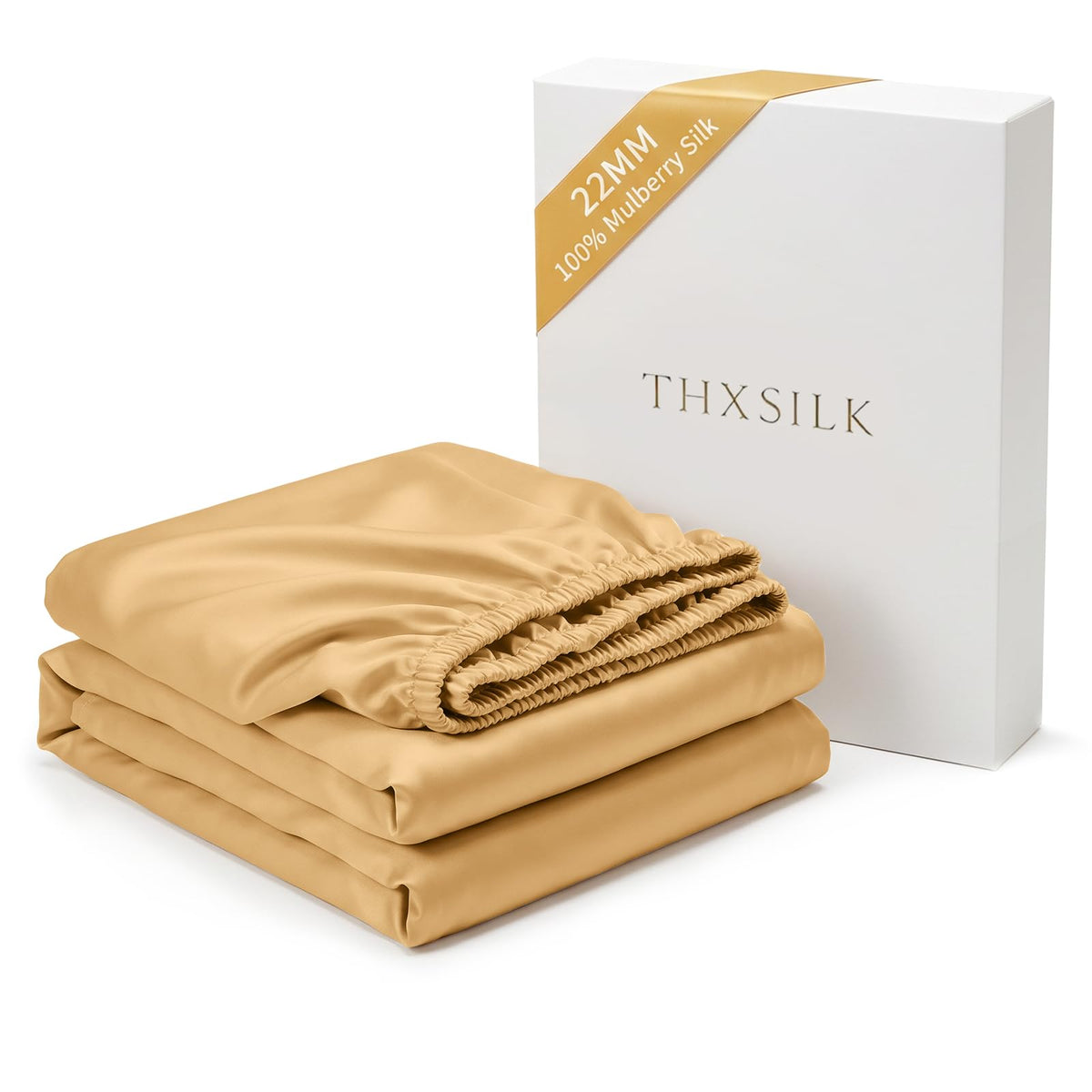 THXSILK 22 Momme Mulberry Silk Fitted Sheet, 16" Deep Pocket