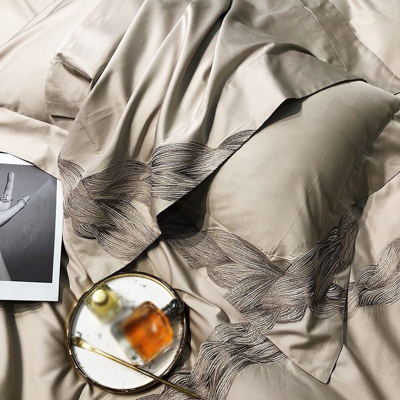 800 TC Egyptian Cotton Embroidered King Duvet Set, 4-Piece