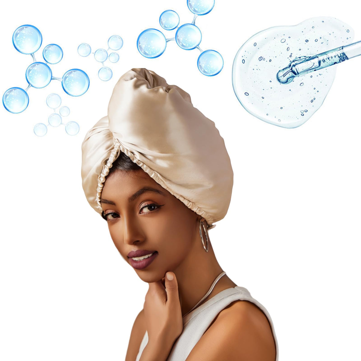 PROMEED Hyaluronic-Infused 23 Momme Mulberry Silk Hair Turban