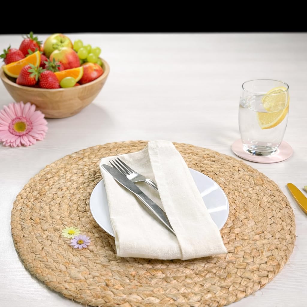 Chardin Home Verona 15-Inch Jute & Cotton Placemats, Set of 4