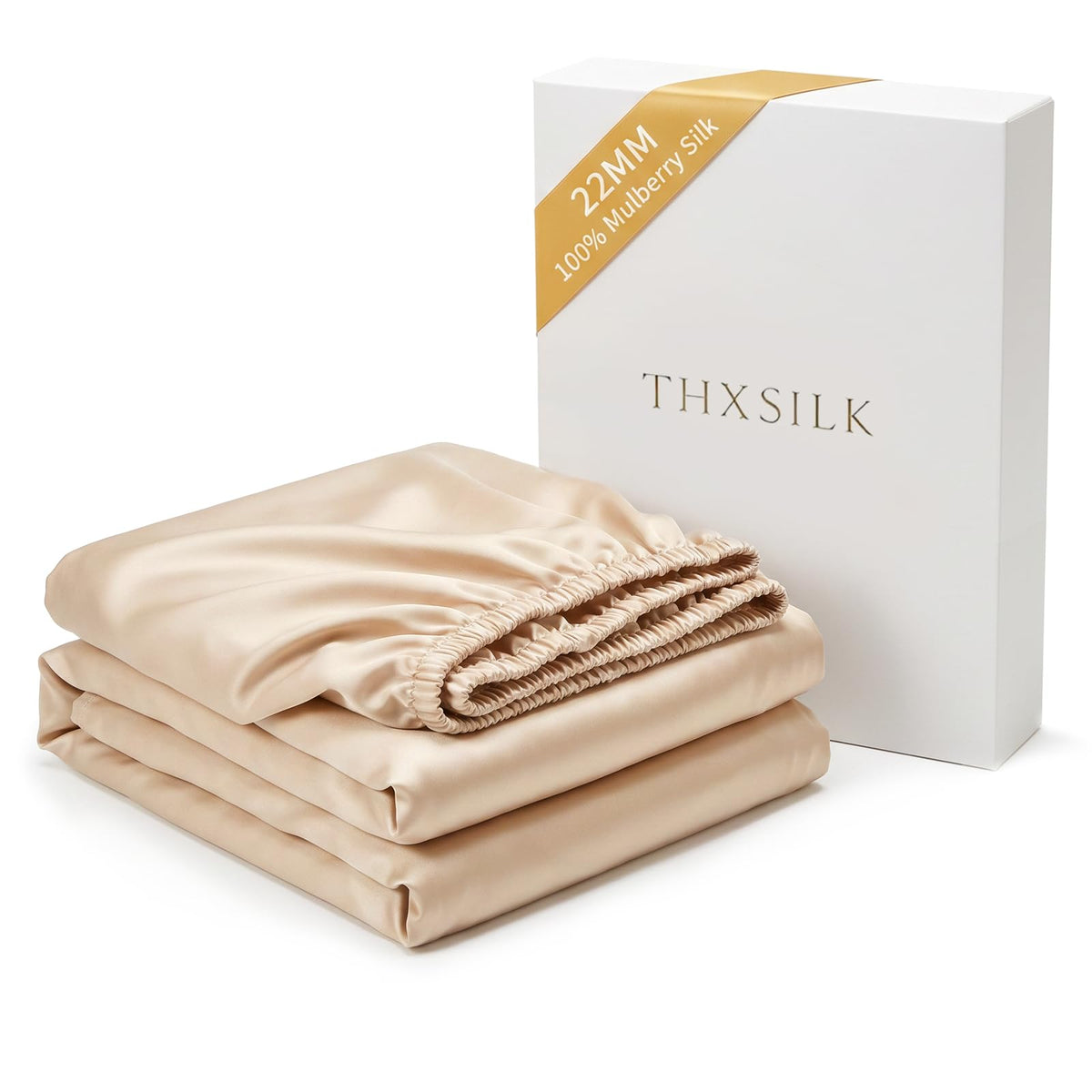 THXSILK 22 Momme Mulberry Silk Fitted Sheet, 16" Deep Pocket