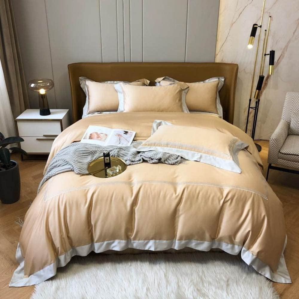 1000TC Embroidered Queen Duvet Cover Set, 4-Piece