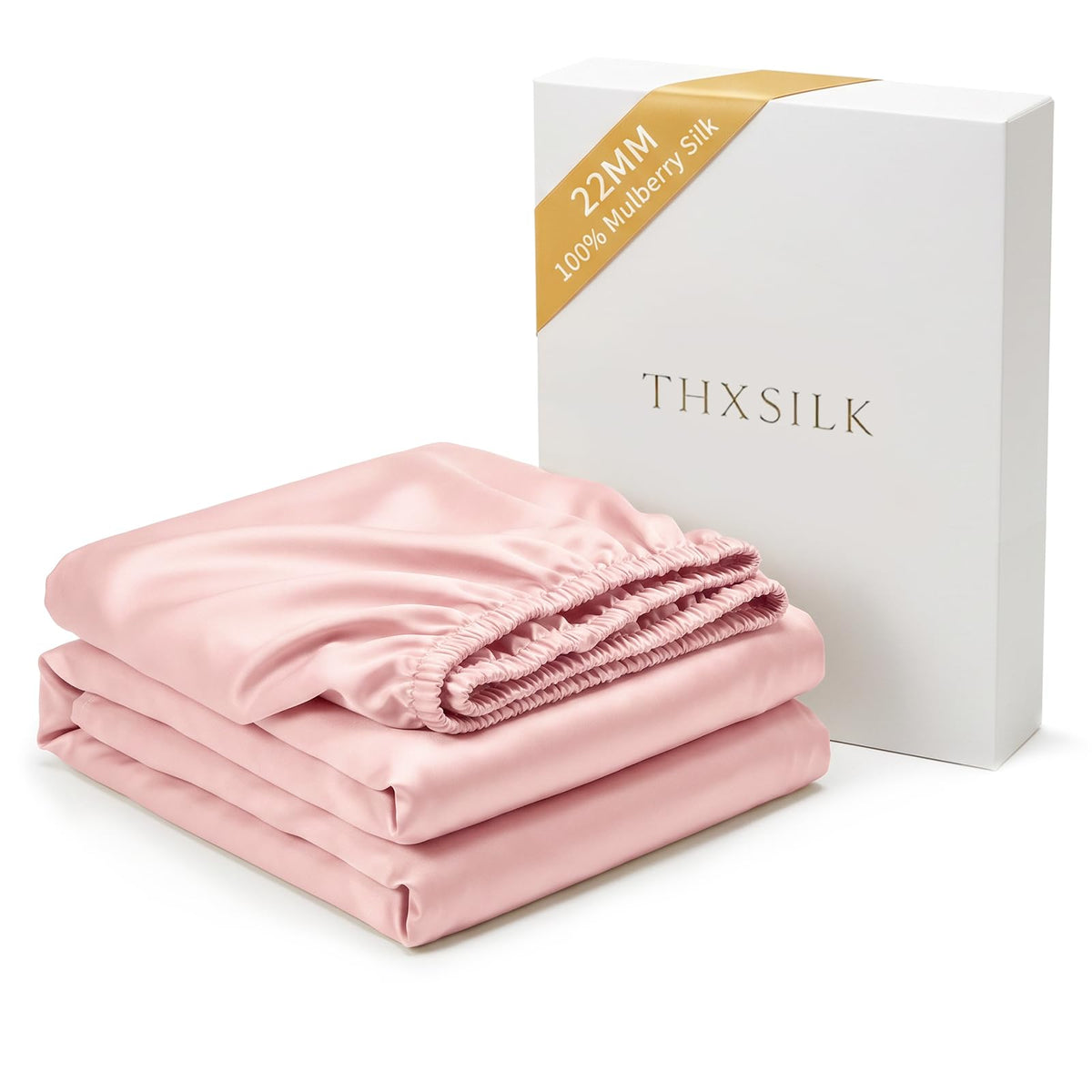 THXSILK 22 Momme Mulberry Silk Fitted Sheet, 16" Deep Pocket